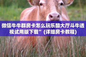 微信牛牛群房卡怎么玩乐酷大厅斗牛透视试用版下载”(详细房卡教程)