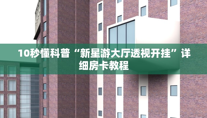 10秒懂科普“新星游大厅透视开挂”详细房卡教程